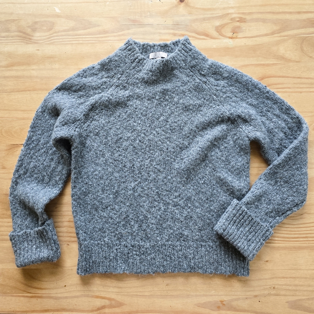 J. Crew Gray Cuffed Mockneck Sweater Size XXS - Picture 2 of 8